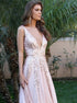 Pink Lace Tulle Appliques Open Back Scoop Prom Dress LBQ0414
